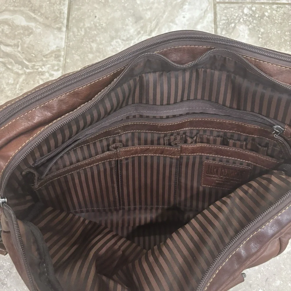 Jack Georges Voyager Buffalo Leather Briefcase #7317, Hand-stained,‎ Cross-body